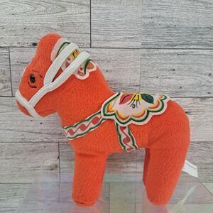 Dala Horse Folk Art Swedish Design 6" Plush By Gun Jacobson Softtoys Stuffed Toy